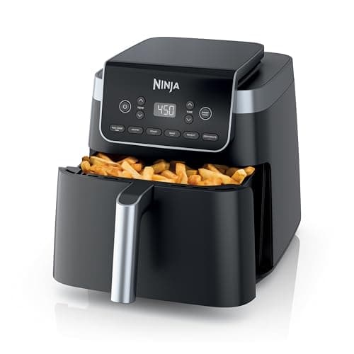 Ninja Air Fryer Pro XL 6 em 1 com capacidade de 6,5 QT, Max Crisp, Air Fry, Air Roast, Assar, Reaquecer, Desidratar, Tecnologia Max Crisp com 450F, Cesta Antiaderente e Prato Crisper, Cinza, AF181