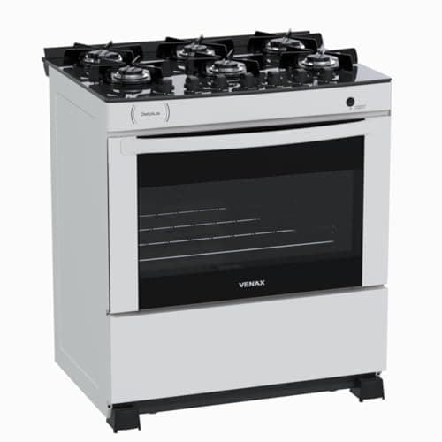 Fogao 6 Bocas Venax Delplus Vitreo Bl Branco Gas Glp