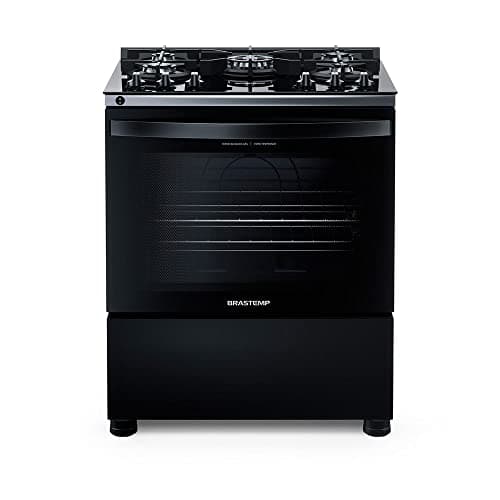 Fogão 5 Bocas de Piso Brastemp Mesa de Vidro Bivolt Preto BFS5VCE