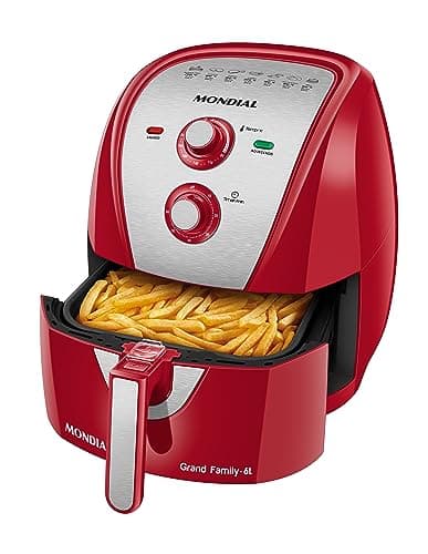MONDIAL Fritadeira Sem Óleo Air Fryer 6L, Vermelho/Inox, 1900W, 110V - AFN-60-RI