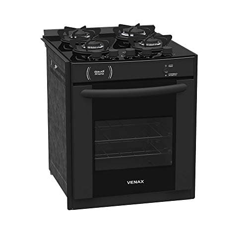 FOGAO A GAS DE EMBUTIR GAUDI PRISMA VITREO 4Q PRETO GAS GLP