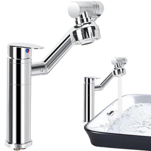 Torneira Banheiro, Aço Inoxidável Torneira Monocomando Banheiro Luxo 360 Rotativa Prata, Monocomando Luxo com Alta Rotação Bica Alta