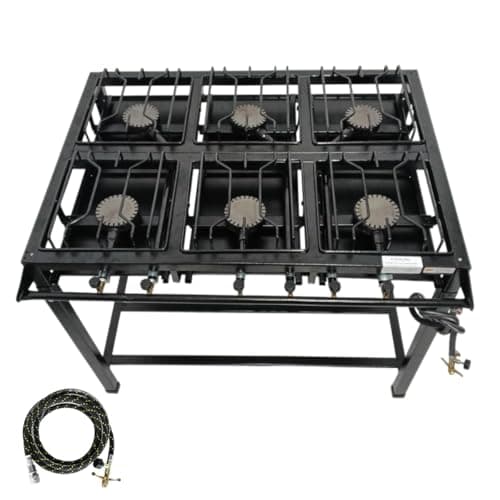 Fogão Industrial 6 Bocas, FERRO FUNDIDO, Base de Aço Carbono, Alta Pressão, 68x95cm
