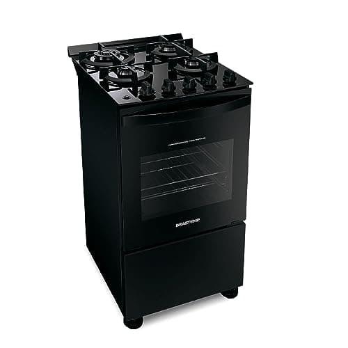 Fogão Brastemp 4 Bocas Preto com mesa de vidro e dupla chama Bfo4xae - Bivolt