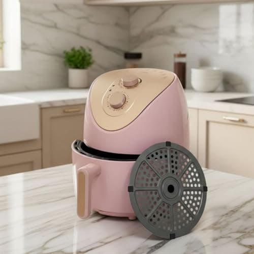 Fritadeira sem óleo de 4 litros e 220 V – cozinha sem óleo, rápida e saudável, ideal para casais e famílias pequenas, operação simples, limpeza fácil. (Rosa)
