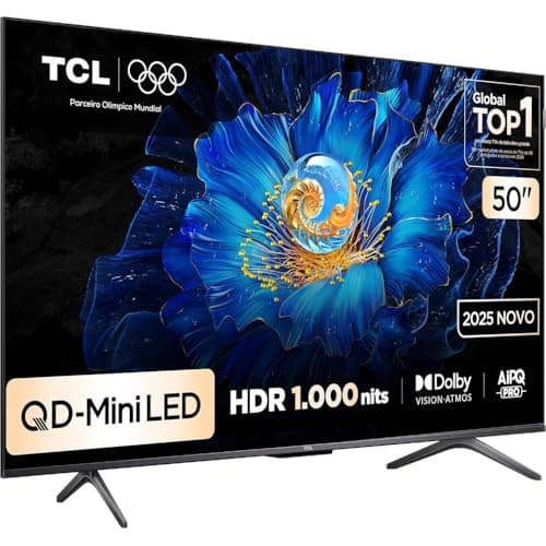 Smart TV TCL 50 Polegadas QLED Mini LED 4K C6KS WiFi Bluetooth Google TV HDR10+ Dolby Atmos 50C6KS