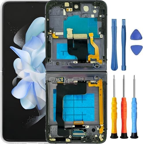 Foufinin Substituição de tela para Samsung Galaxy Z Flip 4 para Samsung Z Flip 4 5G com moldura SM-F721U SM-F721W Display LCD Touch Digitizer Assembly com ferramentas de 6,7 polegadas