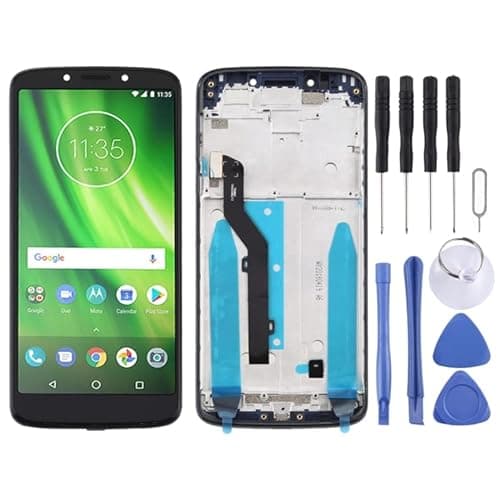 Substituição da tela móvel Tela TFT LCD para Motorola Moto G6 Play Digitizer Montagem completa com quadro (preto) Ecrã LCD